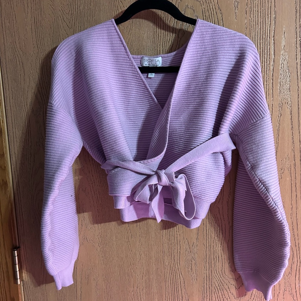 Sofia by Sofia Vergara Lilac Ribbed Sweater